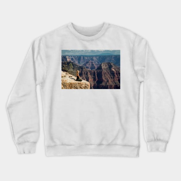 A woman atthe Grand  Canyon Crewneck Sweatshirt by dawn2dawn